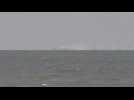 Images of the transport ship burning off the coast of the Netherlands