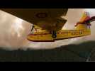 Amphibious aircraft drops water on Tenerife wildfire