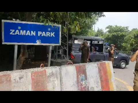 Outside ex-Pakistan PM Imran Khan's home after his arrest on graft charges