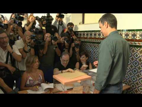 Spanish PM and socialist candidate Pedro Sanchez casts vote in general election