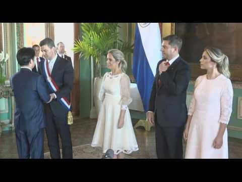 Sworn-in Paraguay president Santiago Pena greets Taiwan VP in Asuncion