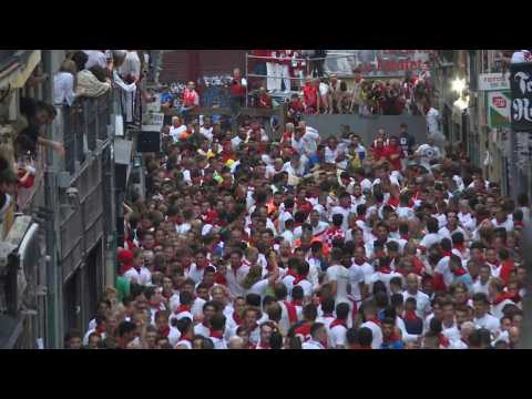 Spain: First bull run of San Fermin in Pamplona