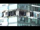 View of damaged building in Moscow after drone attack