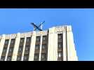 New logo 'X' installed on Twitter headquarters in San Francisco
