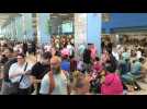 Travellers at Rhodes airport waiting to leave Greek island