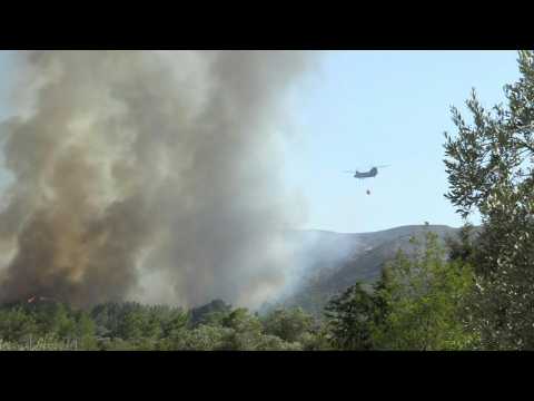 Emergency services fight wildfires on the Greek island of Rhodes