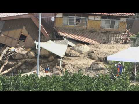 Aftermath of landslide in southwest Japan triggered by heavy rains