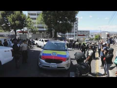 Body of murdered Ecuador candidate arrives at funeral parlor