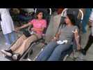 Moroccans give blood at donation bank in Marrakesh for quake victims