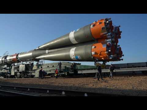 Soyuz MS-24 mission space rocket taken to launchpad in Kazakhstan
