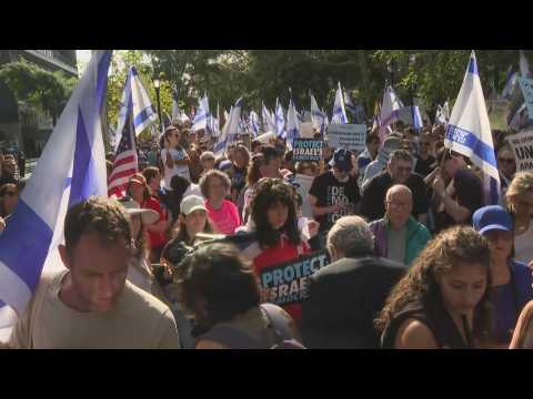 Rally outside UN building as Netanyahu addresses General Assembly