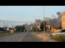 Smoke rises above Lviv after nighttime drone attacks