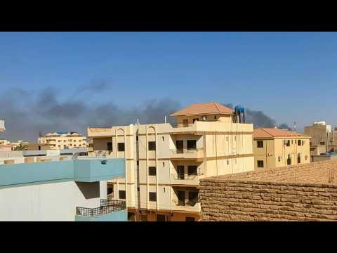 Smoke billows from buildings in south Khartoum