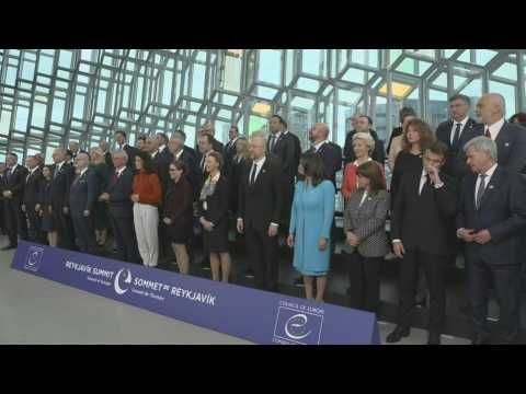 Council of Europe leaders pose for family picture in Reykjavik