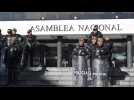 Security forces patrol main gate of Ecuadorian National Assembly