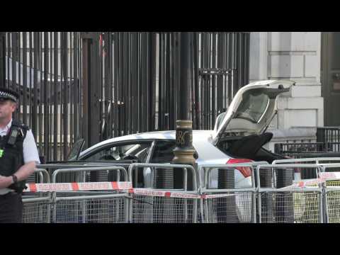 Scene outside Downing street after car crashes into gates