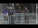 Police officers stand guard outside Manhattan court ahead of Trump arraignment
