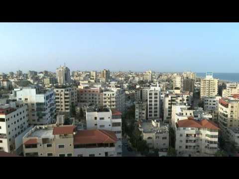 Gaza City skyline the morning after overnight Israeli strikes