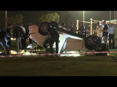 Scene of deadly car ramming in Tel Aviv as violence rises