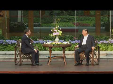 Xi, Macron attend tea ceremony on final day of China trip