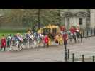 Royal carriage arrives at Buckingham Palace on coronation day