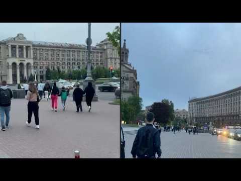 Kyiv resident flee to safety as drone flies over city centre