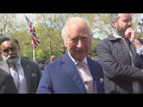 King Charles III visits campers and royal fans on the Mall on eve of coronation