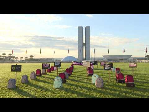 Installation outside Brazilian Congress to protest school attacks
