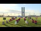 Installation outside Brazilian Congress to protest school attacks