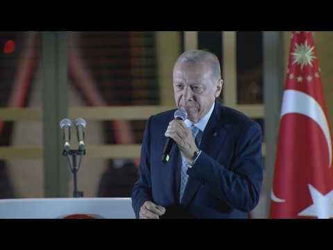 Turkey's Erdogan makes first appearance after historic runoff win
