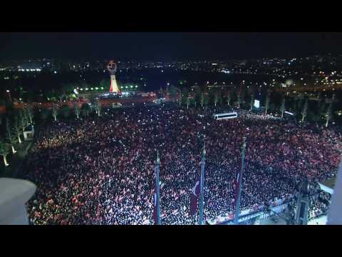 Erdogan supporters gather outside Turkey's Presidential Palace following historic runoff win