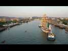 Mexican three-masted ship Cuauhtemoc arrives at 8th Armada of Rouen