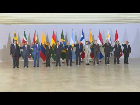 South American leaders pose for family photo after Brazil summit