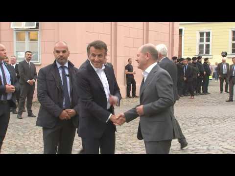 German Chancellor Olaf Scholz and France's Emmanuel Macron in Potsdam