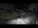 Large crater left by Russian missile strike in Kharkiv overnight