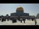 Palestinian worshippers at Al-Aqsa compound for first Friday prayers of Ramadan