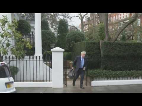 Ex-PM Boris Johnson leaves for UK parliament Partygate grilling