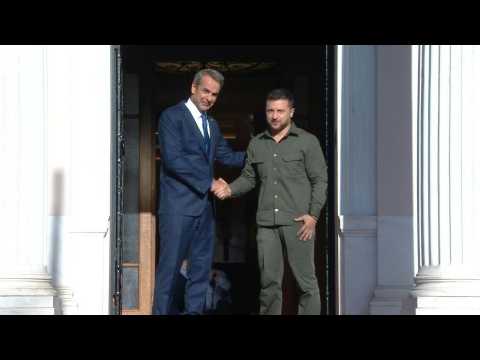 Ukraine's Zelensky welcomed to Athens by Greek Prime Minister Mitsotakis