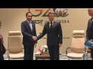 France's Emmanuel Macron holds a bilateral meeting with his Indonesian counterpart