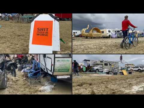 Rain leaves thousands stranded in muddy mess at Burning Man