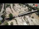 Spain: aerial shots of bridge destroyed by torrential rains
