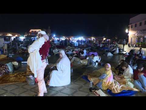 People sleep and wait in streets after deadly Morocco quake
