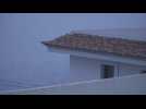 Dawn reveals cloud of smoke over Tenerife village