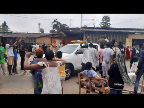 Photos of people cheering soldiers in Gabon after apparent coup