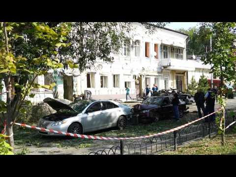 Damages after downed drone crashes in southern Russia