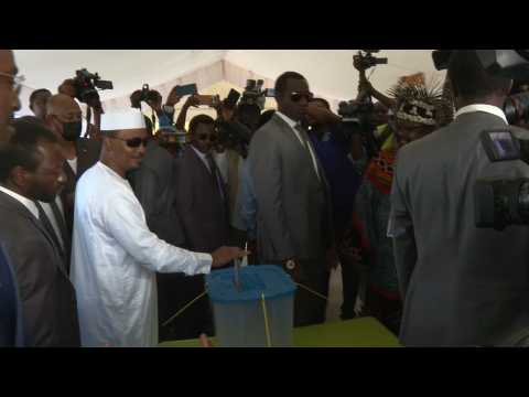 Chad junta leader Mahamat Idriss Deby votes in presidential election
