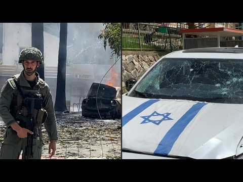 Aftermath of Hezbollah rocket attack on northern Israel