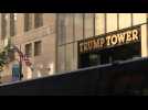 Exterior of Trump Tower before former US president addresses reporters