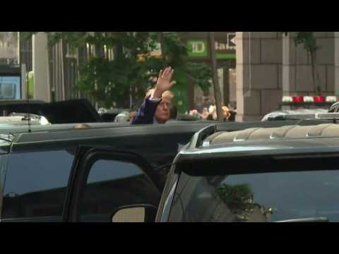 Donald Trump leaves New York residence after delivering remarks