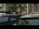 Donald Trump leaves New York residence after delivering remarks